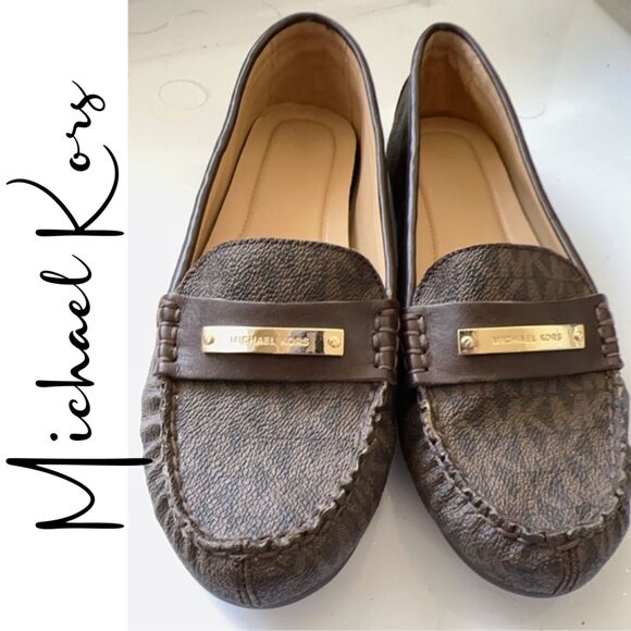Michael Kors Everett Authentic Brown Logo Slip On Shoes Flats - Picture 1 of 7